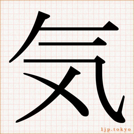 「気」 漢字の書道手本　気レタリング